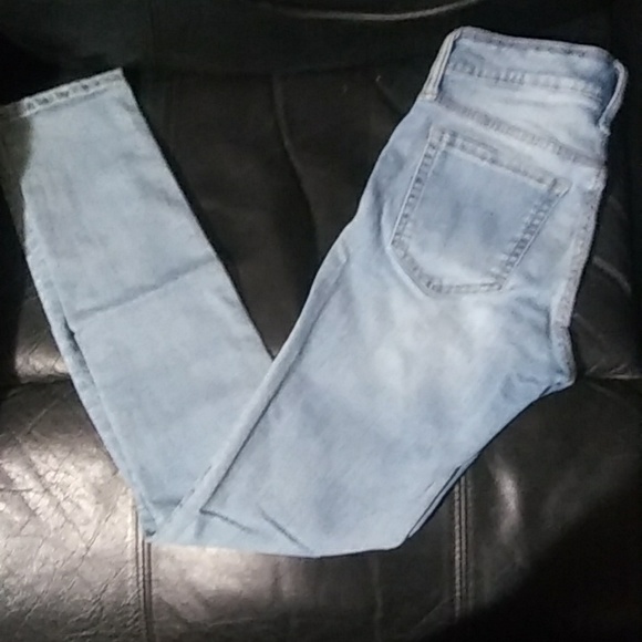 "Aero" Women's Stretchy Distressed Denim Low Rise Skinny Blue Jeans - Picture 4 of 4